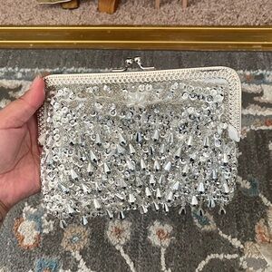 Glamorous Silver Beaded Wristlet